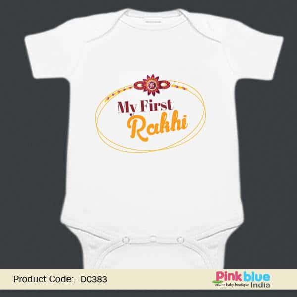Baby first rakhi romper festive outfit sibling celebration cute