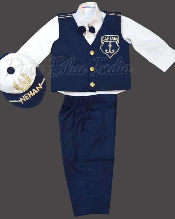 Navy captain outfit kids themed birthday party wear stylish costume