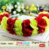 Neon green red floral baby girl headband for party, vibrant and cute