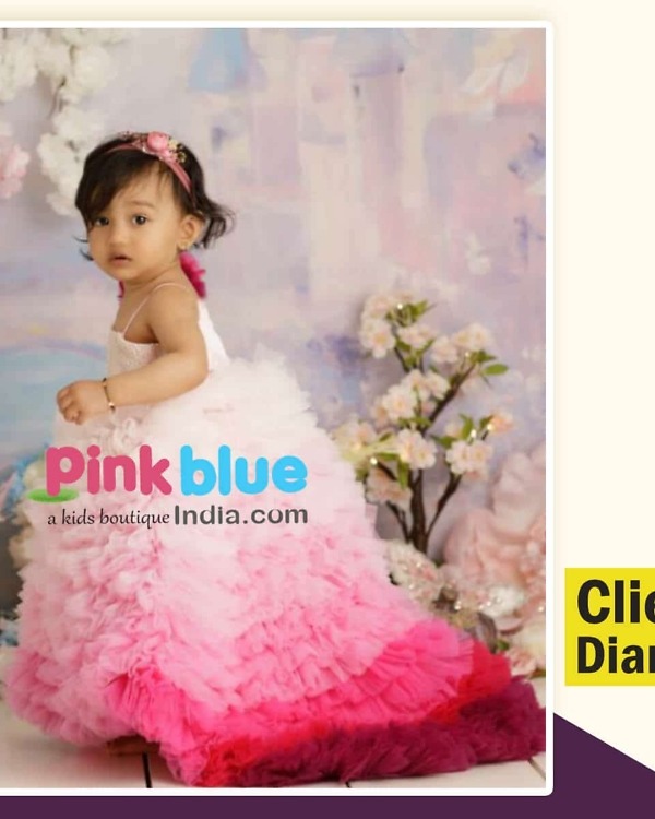 Ombre pink gown for girls birthday party elegant designer wear