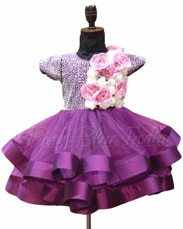Girls pearl work designer gown elegant festive outfit