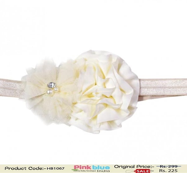 Off white infant girl headband for elegant party wear