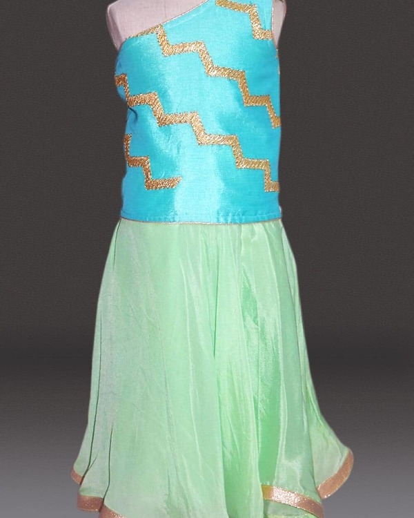 Kids girl one shoulder skirt set festive wear stylish modern ethnic outfit