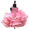 Onion pink layered gown for girls elegant birthday celebration wear