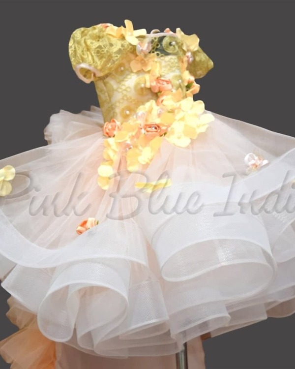Orange and peach dress for baby girl birthday party stylish outfit
