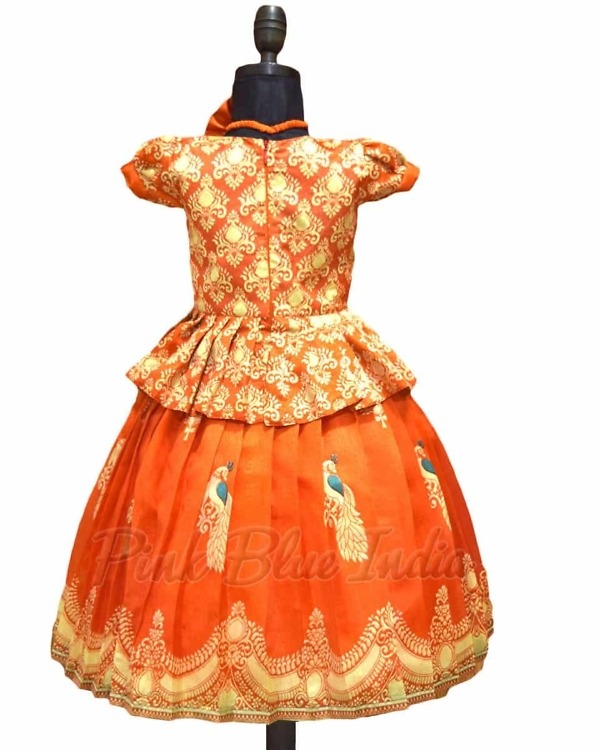 Orange designer lehenga for girls wedding festive elegant outfit