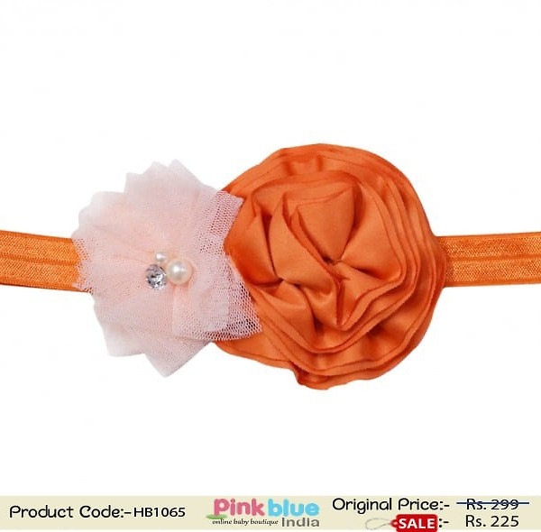 Orange hair accessory for kids festive wear stylish look