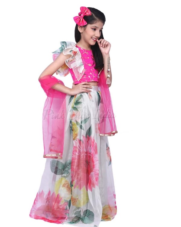 Organza lehenga crop top set for girls wedding stylish outfit