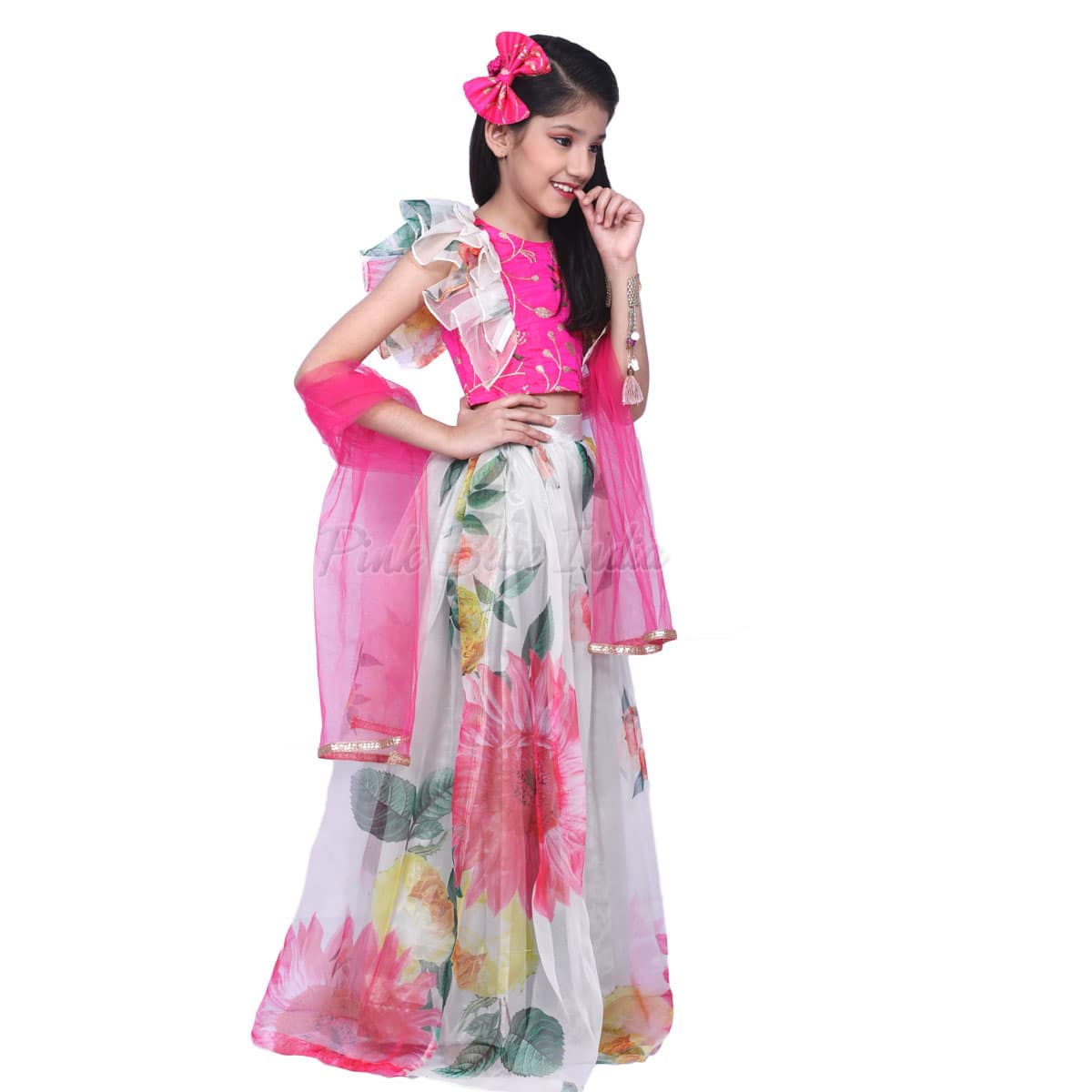 Organza lehenga crop top set for girls wedding stylish outfit