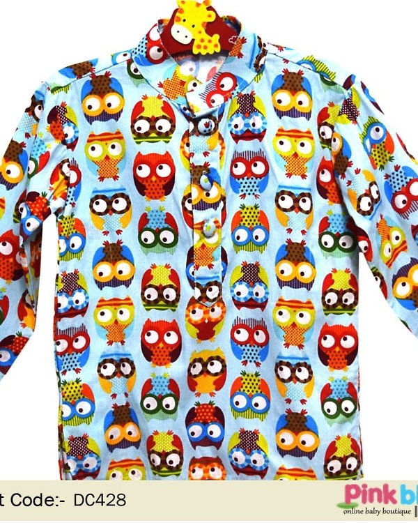 Owl theme boys kurta festive party wear creative stylish outfit