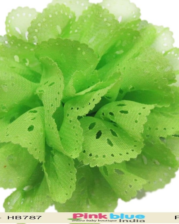 Parrot green infant girl headband for festive wear, bright and stylish