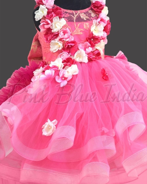 Party wear gown for girls elegant layered birthday outfit stylish look