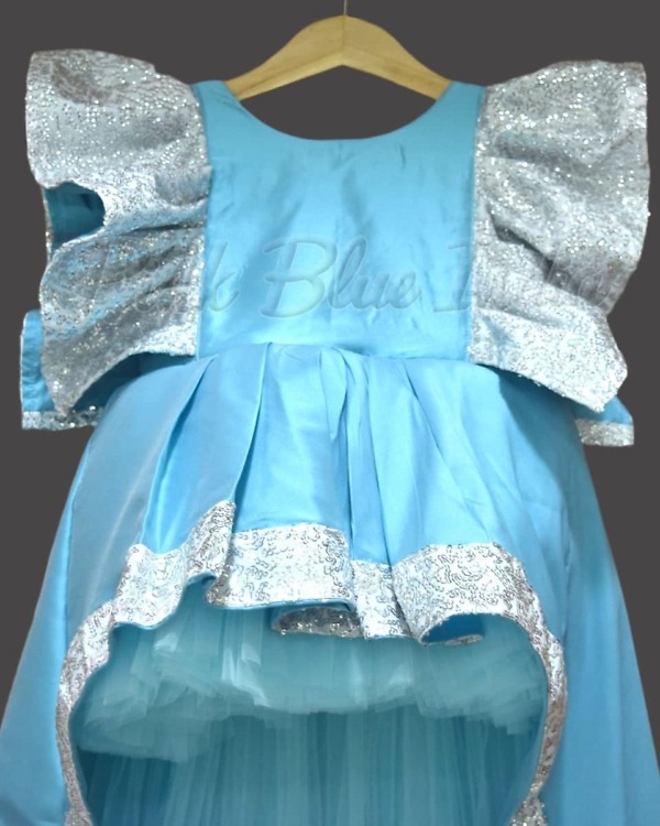 Blue high low party gown for baby girl birthday stylish outfit