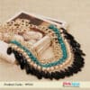 Gold loop necklace for women turquoise black white stones party wear