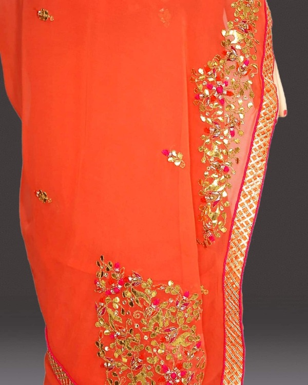 Women peach wedding saree Indian bridal wear elegant traditional outfit