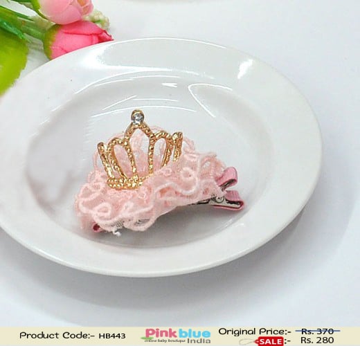 Peach Color Flower Hair Accessories With Tiaras for Toddlers in UAE