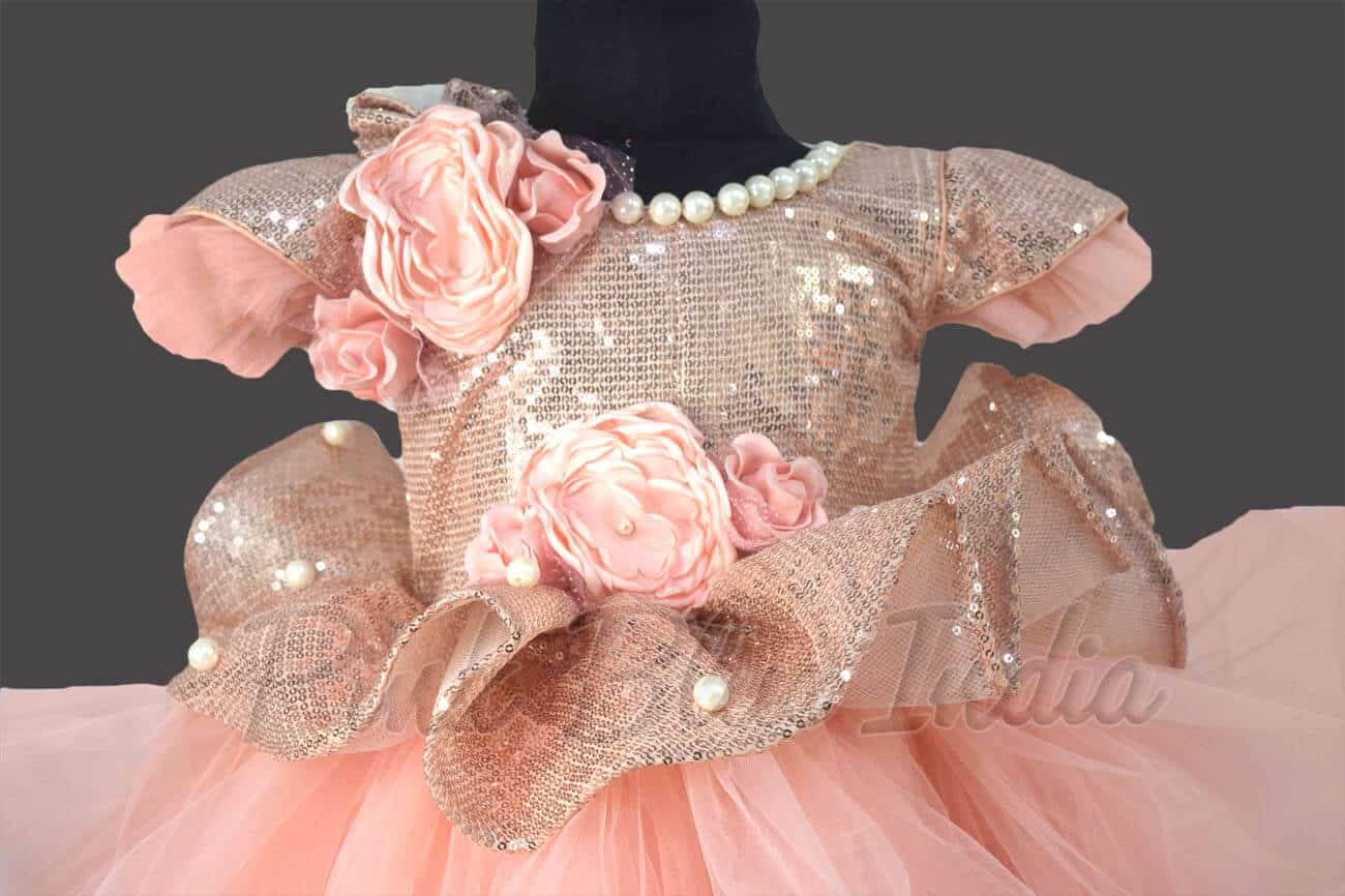 Peach high low dress for girls birthday party wear stylish outfit