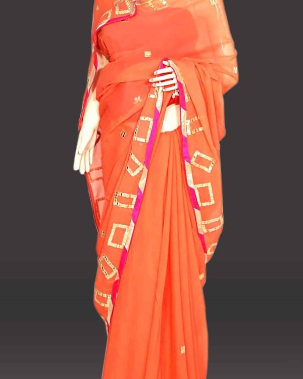 Women peach saree farewell occasion wear stylish elegant celebration outfit