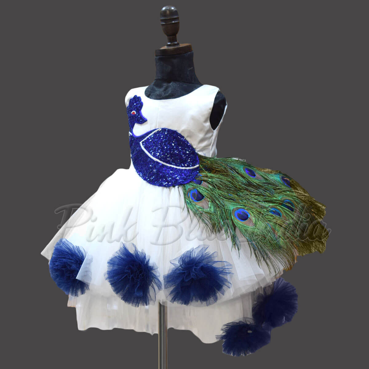 Peacock theme party gown for girls birthday celebration stylish wear