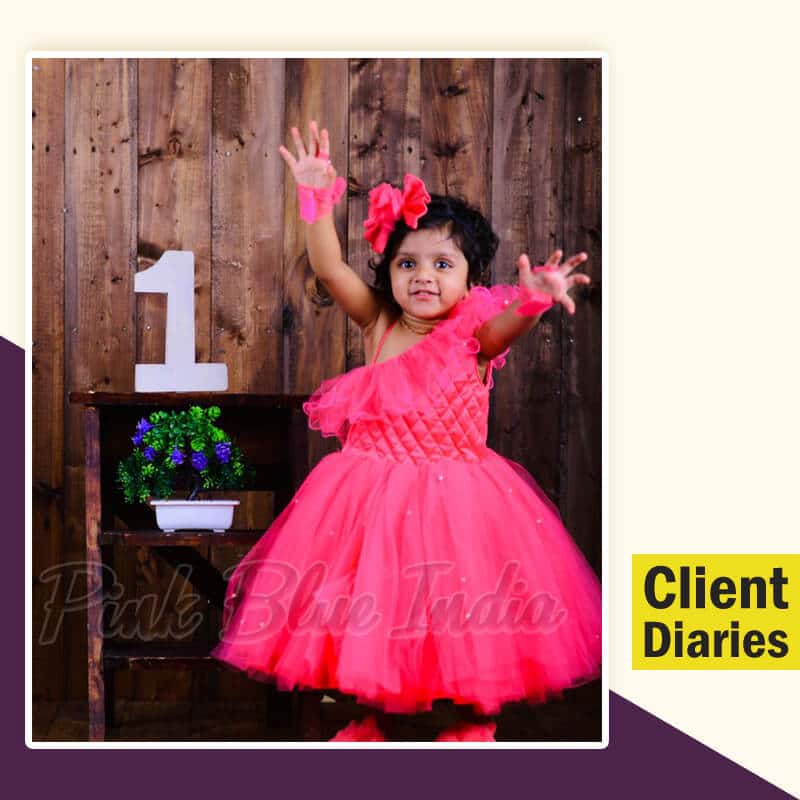 Pink birthday gown for baby girl elegant princess style special occasion wear