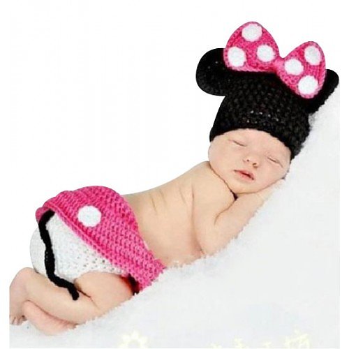 Newborn diaper cover set in pink and black, cute photoshoot wear