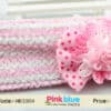 Pink white crochet headband for baby girls party, cute and stylish wear