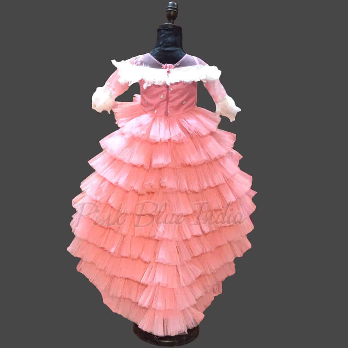 Pink princess layered dress for baby girl birthday party stylish outfit