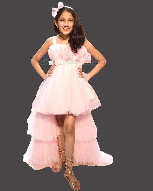 Baby girl pink designer frock birthday outfit stylish party wear adorable look