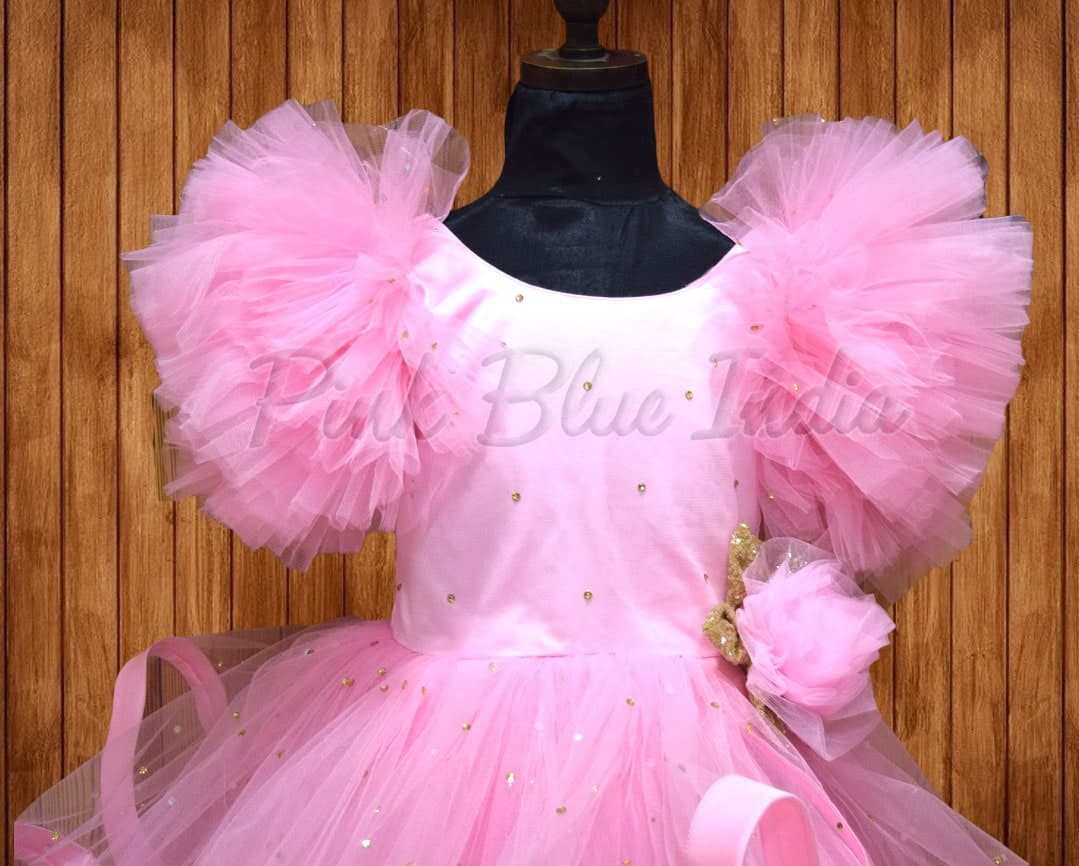 Pink cascade dress for girls birthday party stylish layered outfit