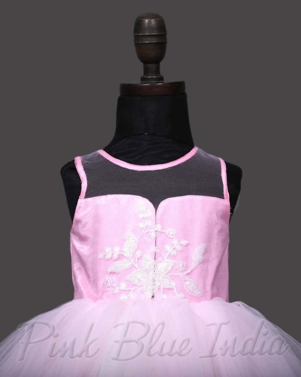 Pink net gown for girls birthday celebration elegant party outfit