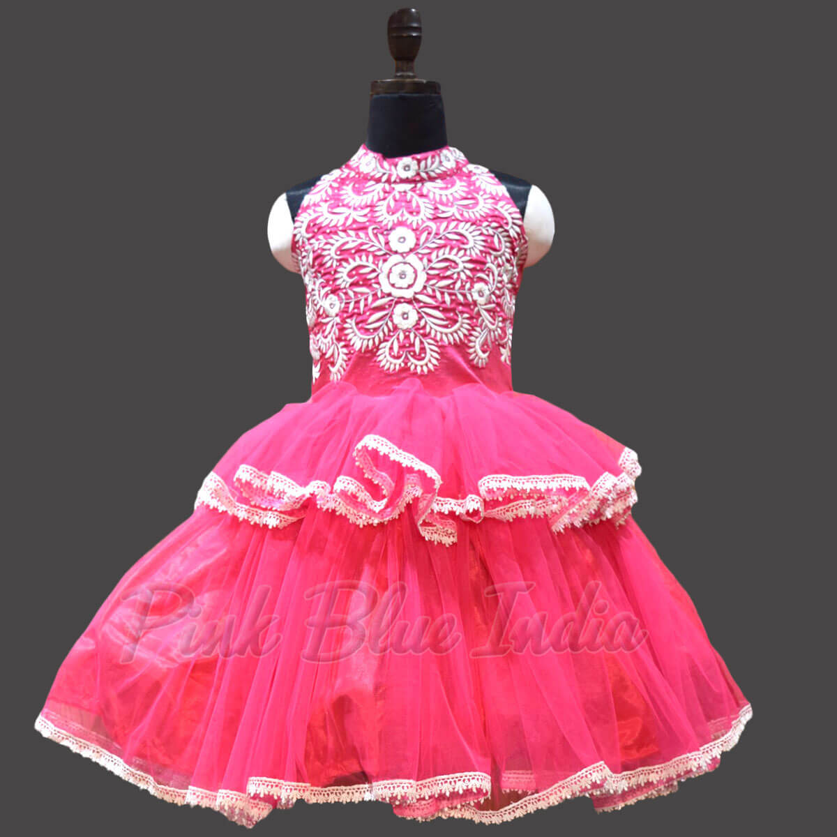 Pink halter neck party dress for girls stylish birthday outfit