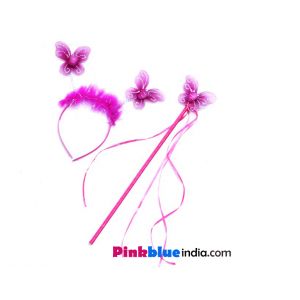 Pink fairy wings and wand set for baby girl, cute party accessory