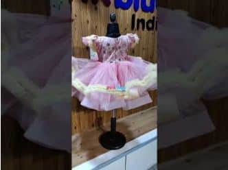 Pink fluffy gown for girls birthday party wear stylish princess outfit