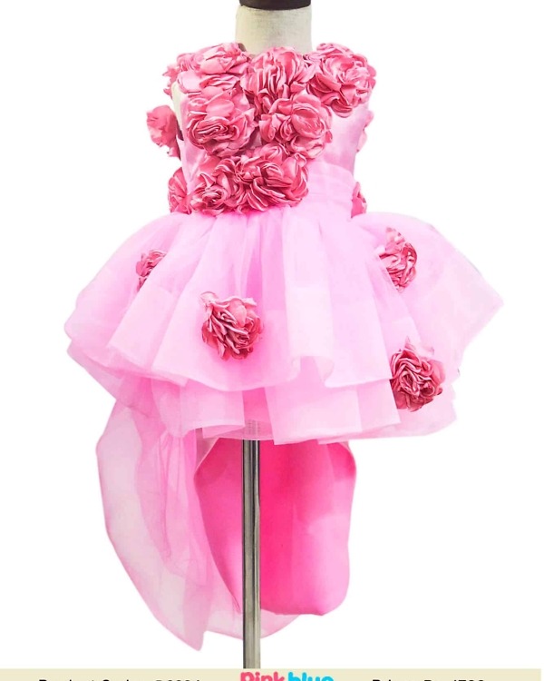 Kids girl pink high low dress birthday party wear elegant cute outfit