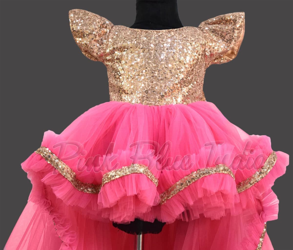 Pink high low party gown girls birthday outfit stylish elegant