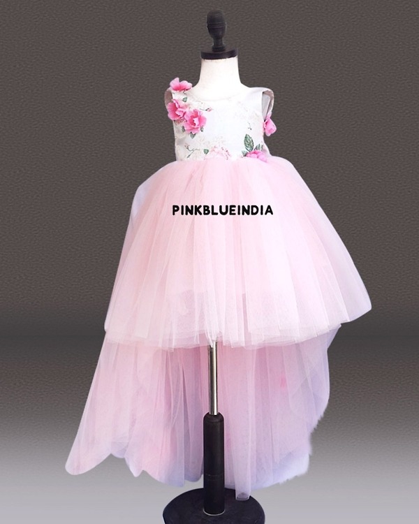 Elegant pink high low gown for girls party wear, stylish festive outfit