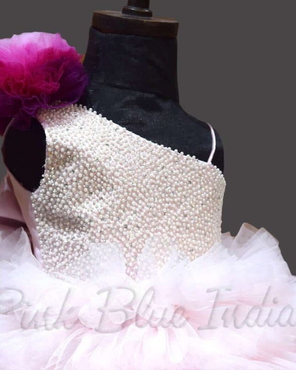 Ombre pink gown for kids girls birthday party elegant stylish wear