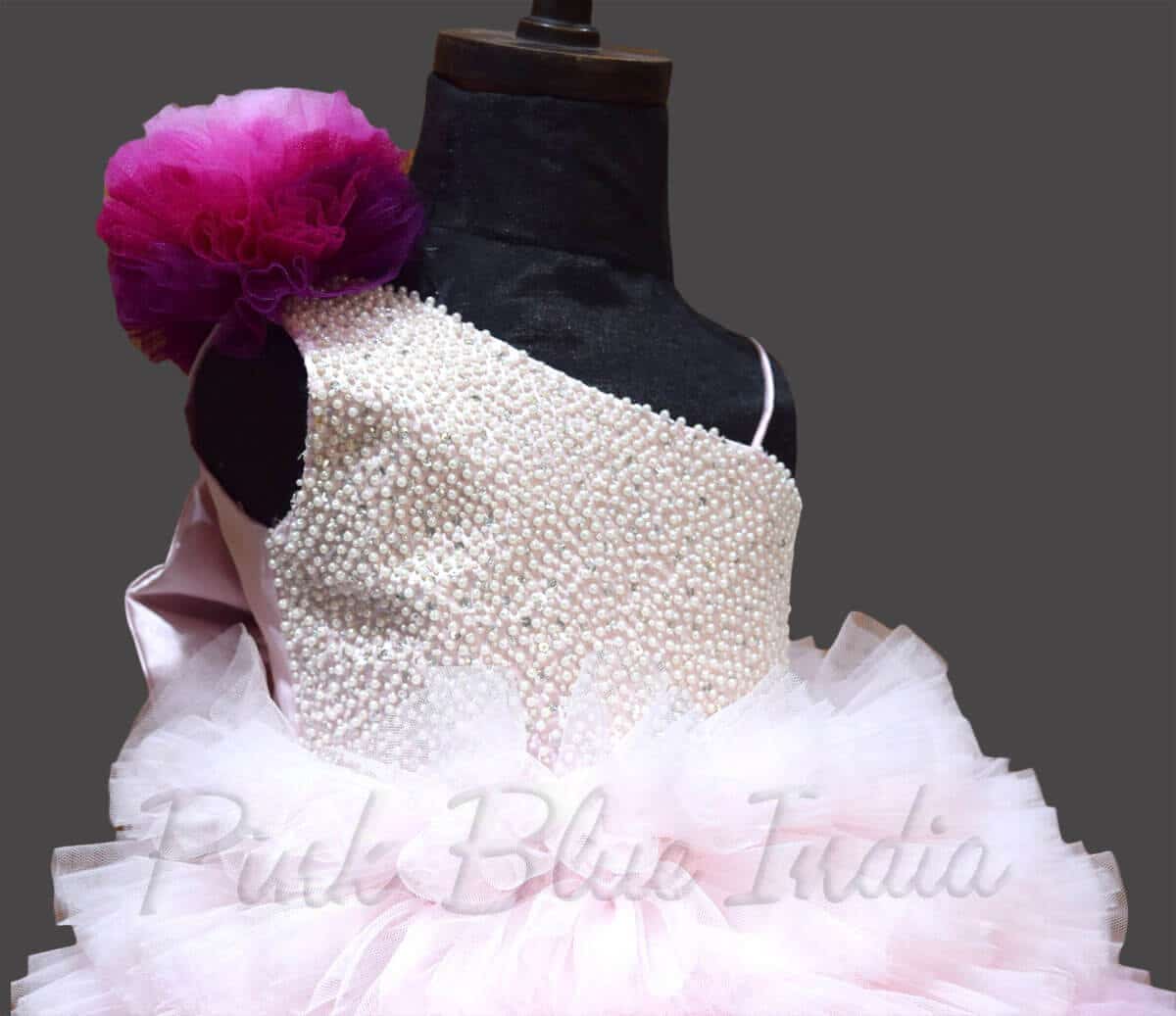 Ombre pink gown for kids girls birthday party elegant stylish wear