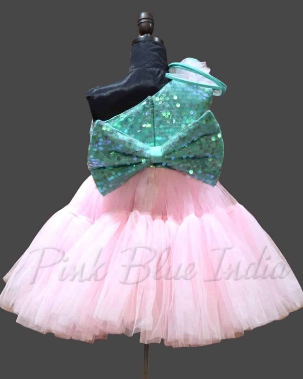Pink one shoulder gown for girls birthday party stylish elegant wear