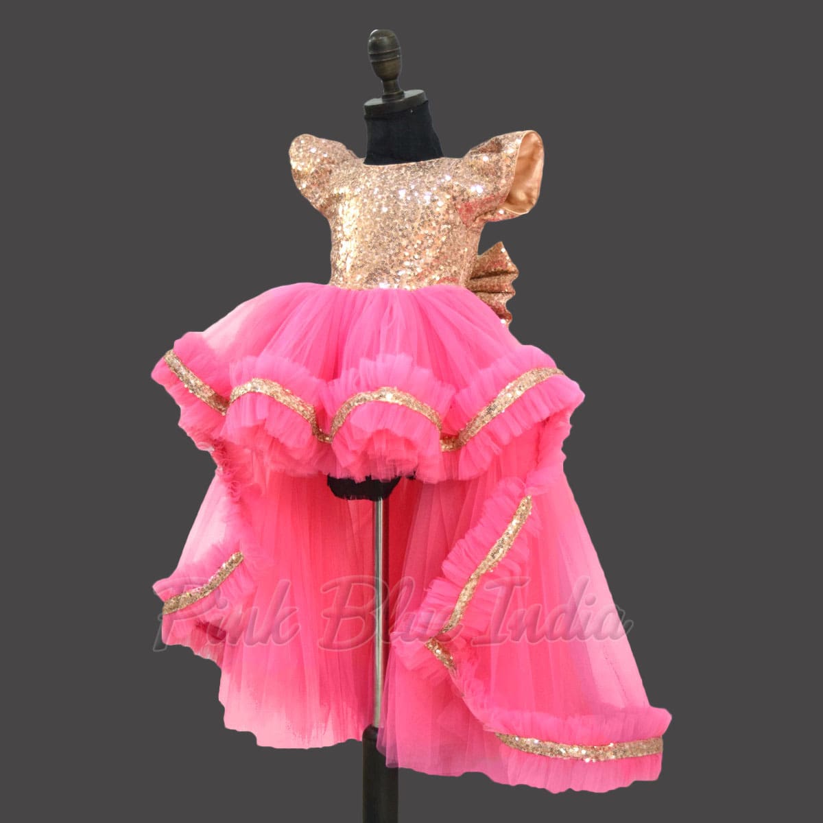 Pink sequin high low dress girls birthday party outfit stylish