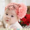 Baby girl peach crochet headband stylish soft festive wear accessory