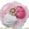 Baby pink floral headband for infant birthday, soft and elegant accessory