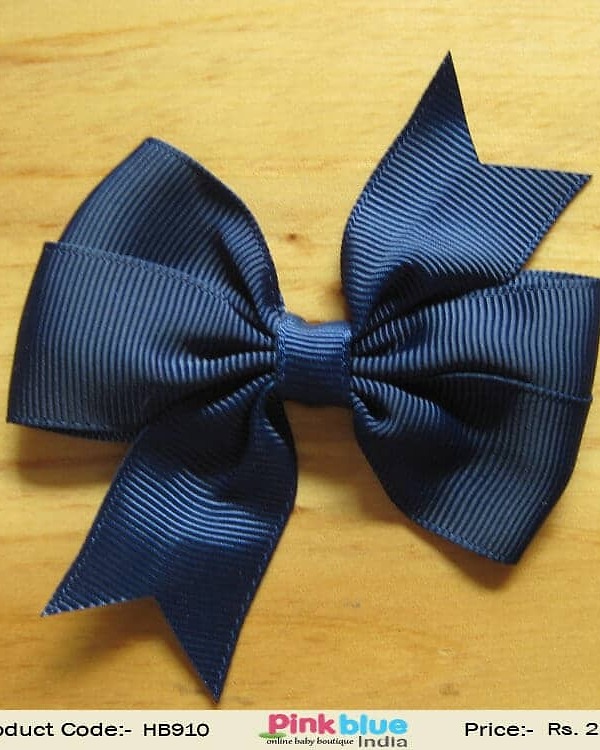 Navy blue baby hair accessory for special occasion wear, elegant modern style