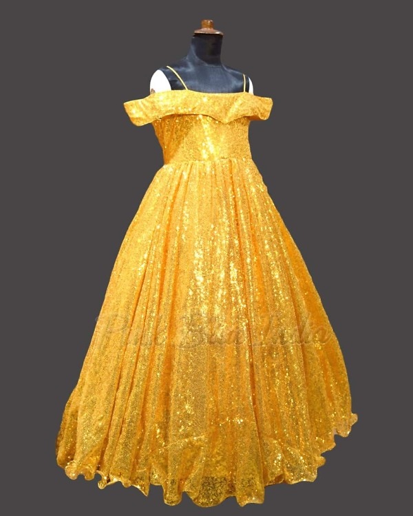 Golden party dress for girls princess style birthday celebration outfit