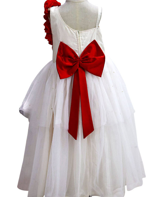 3D rose flower gown for baby girl, wedding party wear, luxury princess dress