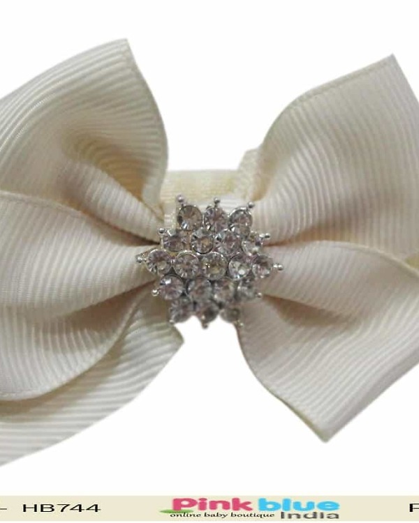 Cream princess infant headband for special occasion, elegant and adorable