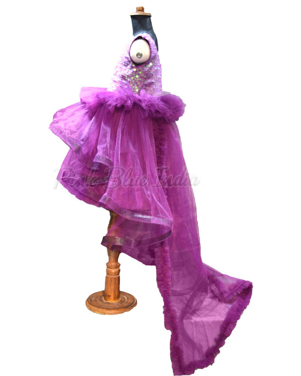 Princess style detachable tail dress for girls, stylish party outfit
