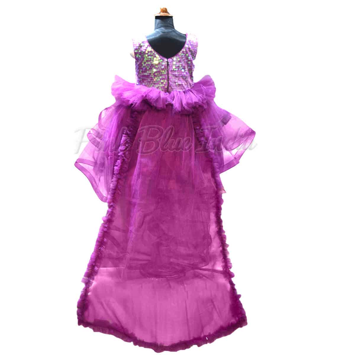 Detachable tail gown for girls in princess style, stylish celebration outfit