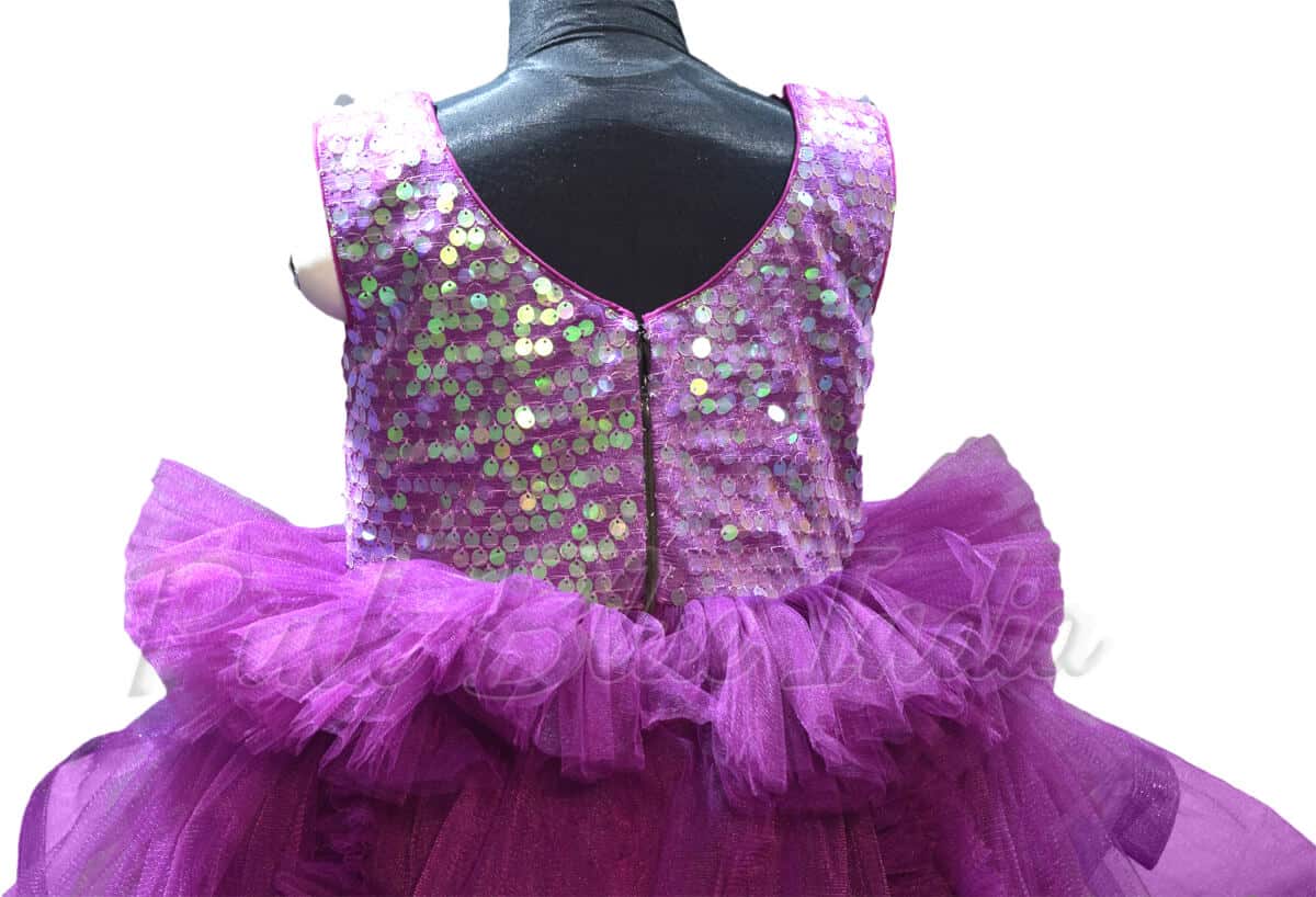 Princess style tail gown for baby girl, elegant birthday wear