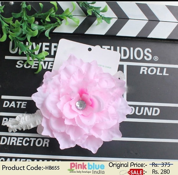 Infant girl white headband princess style elegant birthday accessory